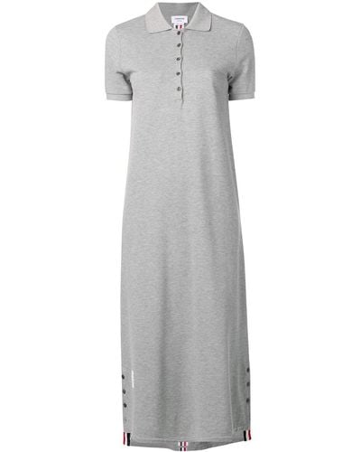 Thom Browne Rwb-stripe Polo Shirt Dress - Gray