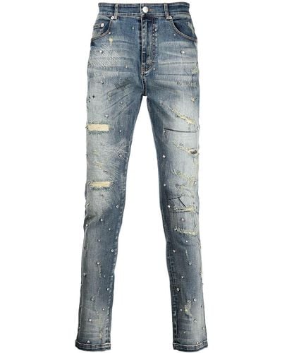 God's Masterful Children Jeans Verfraaid Met Kristallen - Blauw