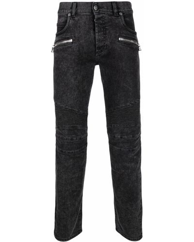 Balmain Schmale Jeans mit Bleached-Effekt - Schwarz