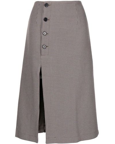 ROKH Button-front Midi Skirt - Gray
