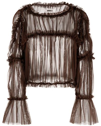 MM6 by Maison Martin Margiela Ruched Tulle-design Blouse - Brown
