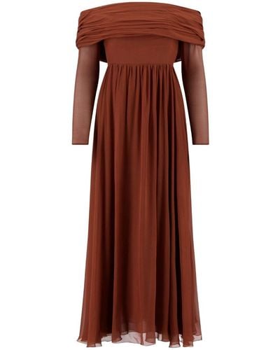 Giambattista Valli Georgette Fully-pleated Dress - Brown
