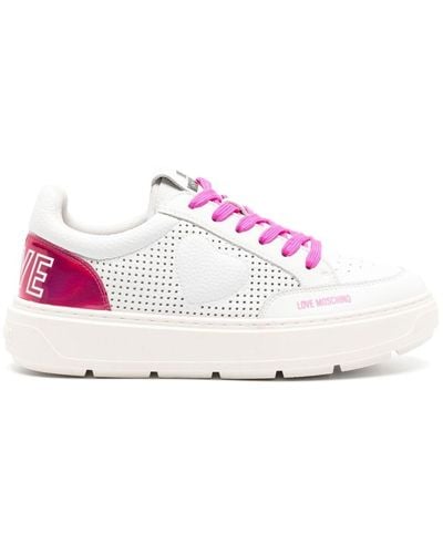 Love Moschino Logo-print Panelled Leather Trainers - Pink