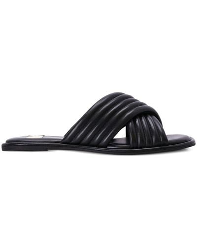 MICHAEL Michael Kors Portia Quilted Leather Slides - Black