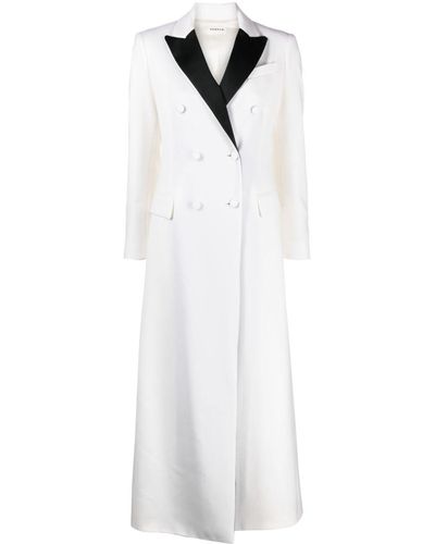 P.A.R.O.S.H. Contrasting Lapels Gabardine Coat - White