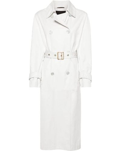 Moorer Twill Double-breasted Trench Coat - White