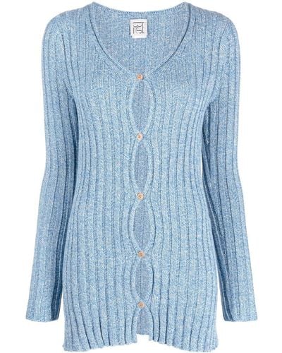 Baserange Gerippter Cardigan - Blau