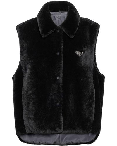 Prada Reversible Shearling Vest - Black