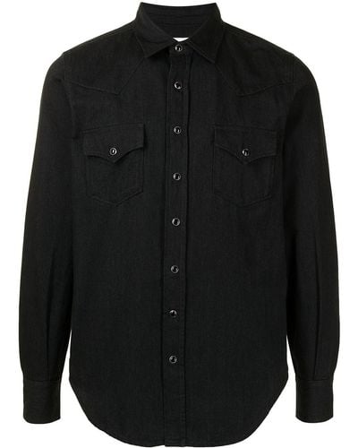 Saint Laurent Pointed Collar Western Denim Shirt - Black