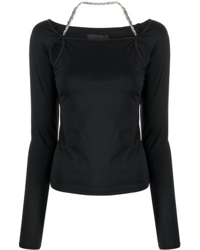 HELIOT EMIL Cable-chain Link Cut-out Top - Black