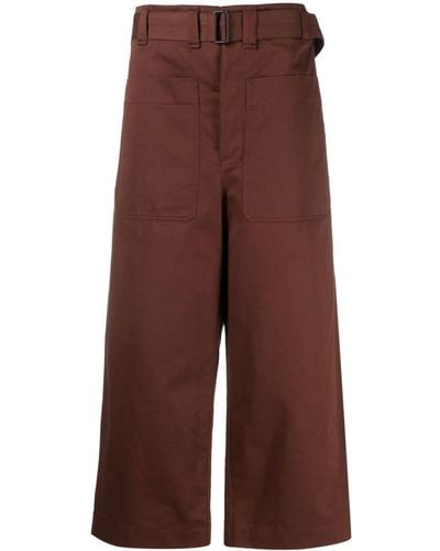 Lemaire Pantalon en lin mélangé à coupe ample - Marron