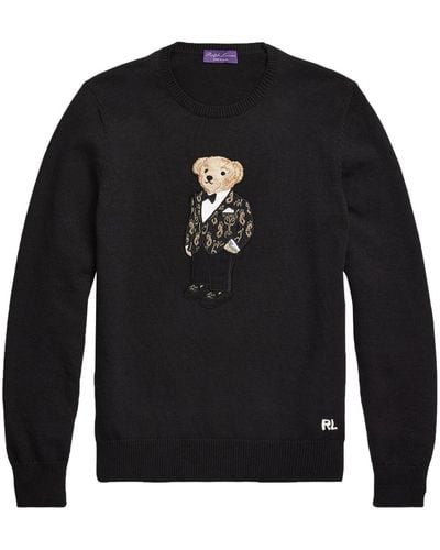 Ralph Lauren Purple Label Jersey con motivo teddy bear - Negro