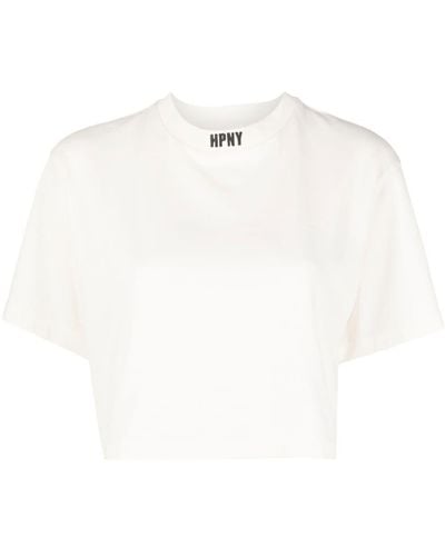 Heron Preston T-shirt con ricamo crop - Bianco