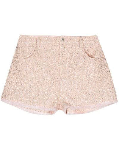 Twin Set Short en tweed à sequins brodés - Neutre