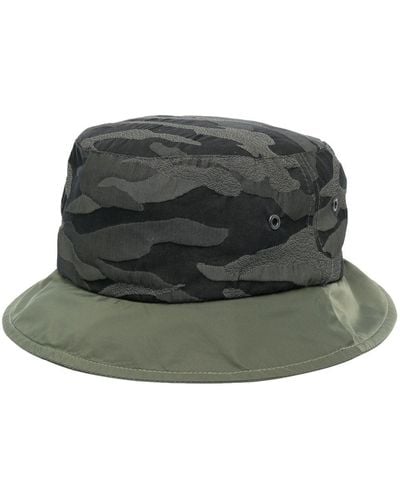 Mackintosh Colour-block Camouflage Bucket Hat - Green