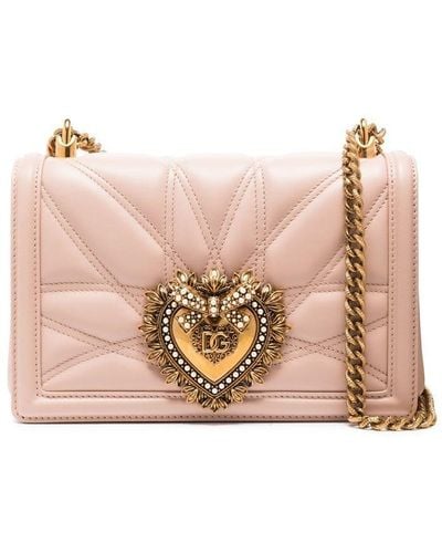 Dolce & Gabbana Medium Devotion Quilted Crossbody Bag - Pink