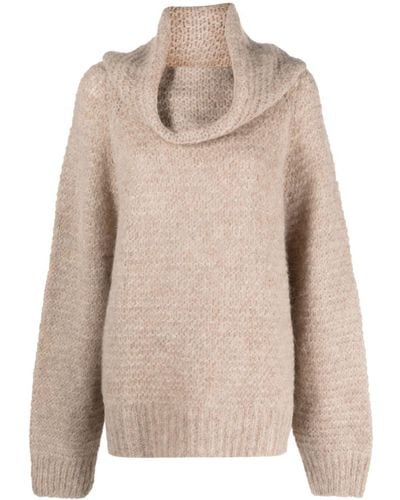 Mes Demoiselles Draped-detail Knitted Jumper - Natural