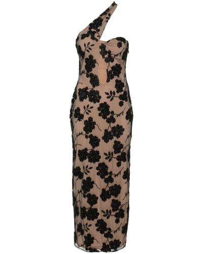 ROTATE BIRGER CHRISTENSEN Floral-beads Midi Dress - Natural