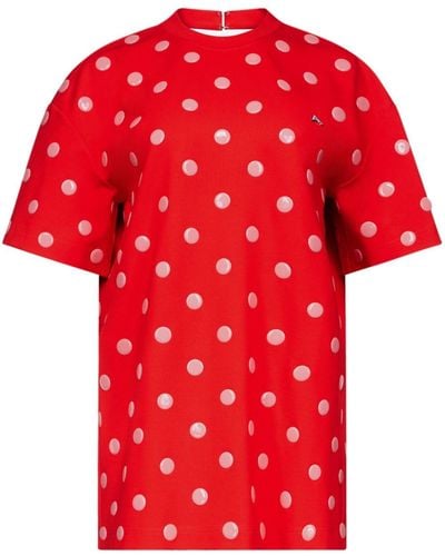 Area Polka Dot-print Short-sleeve Minidress - Red