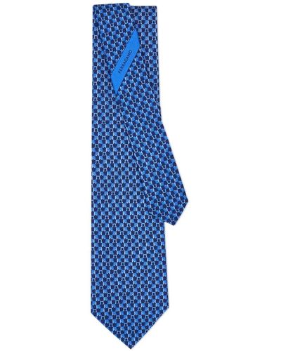 Ferragamo Elephant-print Silk Tie - Blue