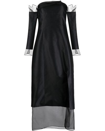 Rosie Assoulin Vestido midi palabra de honor - Negro