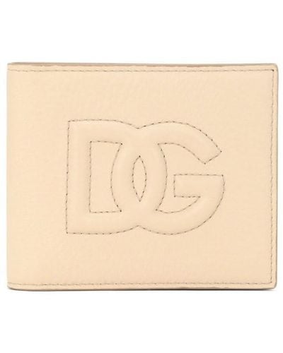 Dolce & Gabbana Embossed-logo Bi-fold Wallet - Natural