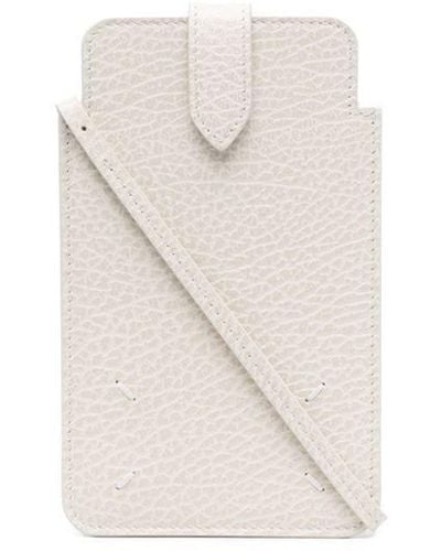 Maison Margiela Porte-cartes en cuir à coutures signature - Blanc