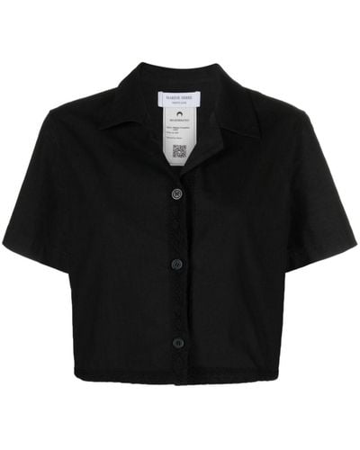 Marine Serre Camisa corta Regenerated Household Linen - Negro