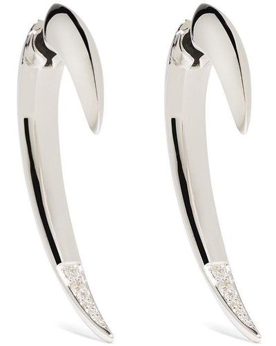 Shaun Leane Silver Diamond Hook Earrings - White