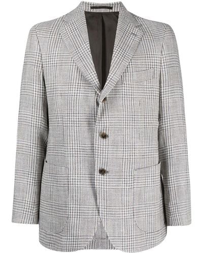 MAN ON THE BOON. Check-pattern Single-breasted Blazer - Grey