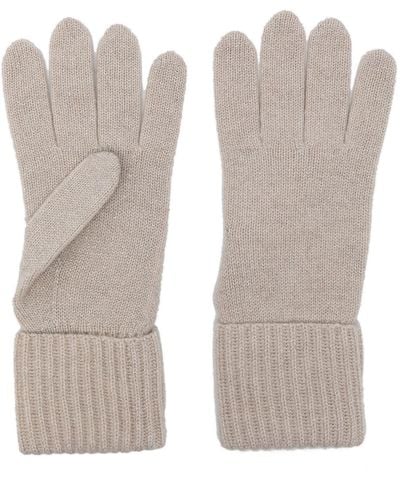N.Peal Cashmere Ribbed Knit Cashmere-blend Gloves - White