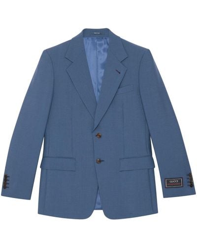Gucci Einreihiges Sakko mit Logo-Patch - Blau