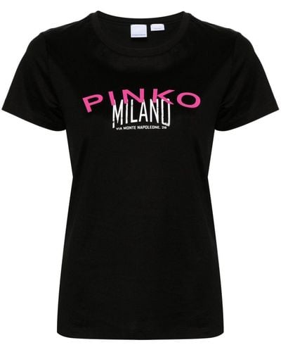 Pinko Camiseta con logo estampado - Negro