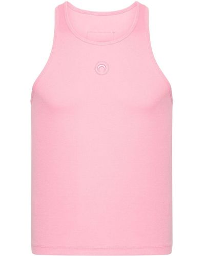 Marine Serre Crescent Moon-embroidered Tank Top - Pink