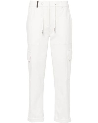 Peserico Drawstring-waistband Cropped Trousers - White