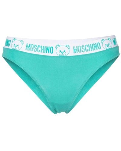Moschino Flocked Logo-waistband Cotton Briefs - Blue