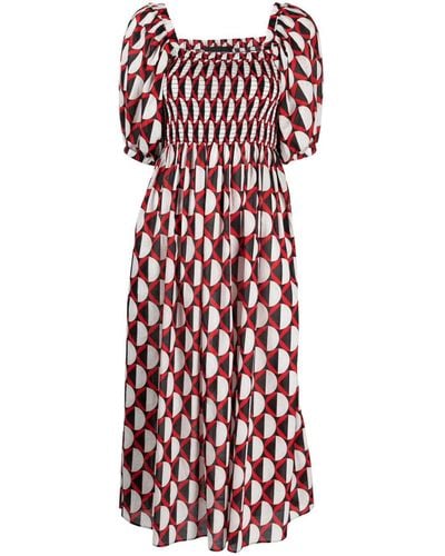 Cynthia Rowley Abito con stampa geometrica - Rosso