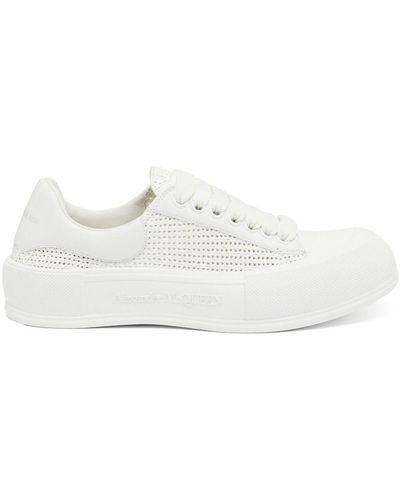 Alexander McQueen Deck Plimsoll Raffia Sneakers - White