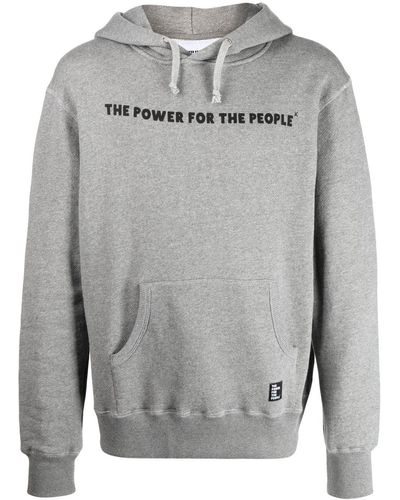 The Power for the People Logo-print Detail Hoodie - Gray