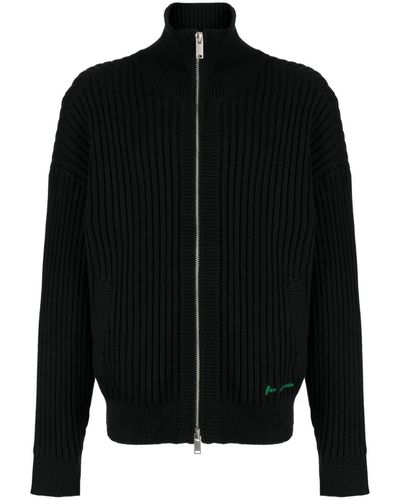FIVE CM Logo-embroidered Ribbed-knit Cotton Sweatshirt - Black