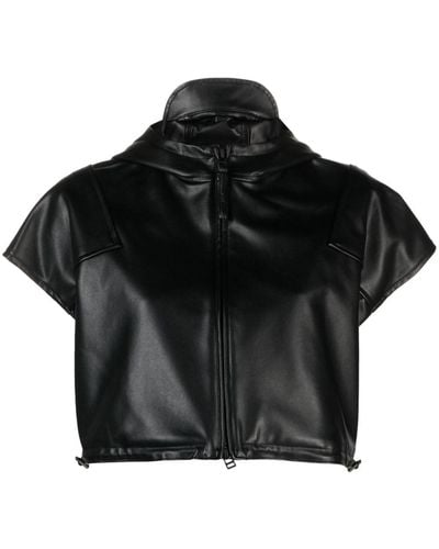 Issey Miyake Straight Seams Hooded Cropped Jacket - Black