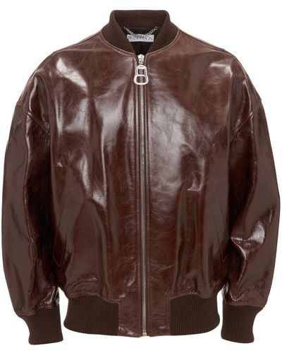 JW Anderson Leather Bomber Jacket - Brown