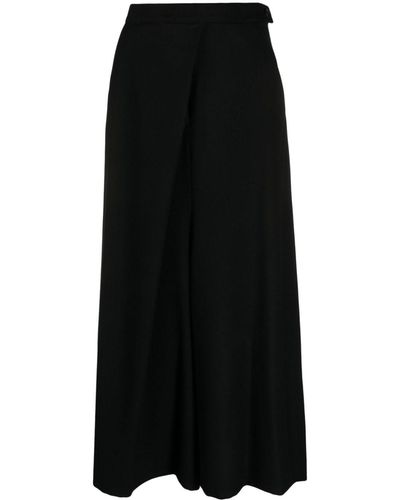 Yohji Yamamoto Falda larga de cintura alta - Negro
