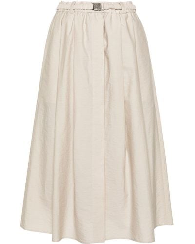 Brunello Cucinelli Cotton Blend Midi Skirt - Natural