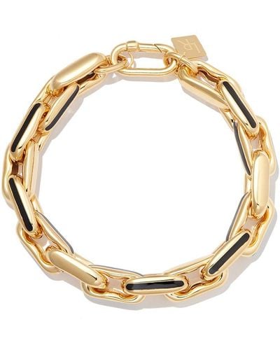 Lauren Rubinski 14kt Yellow Gold Enamel-detail Chain-link Bracelet - Metallic