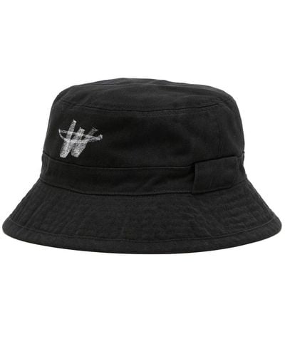 we11done Logo-print Cotton Bucket Hat - Black