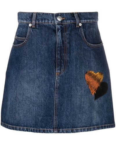 Marni Heart-appliqué Denim Miniskirt - Blue