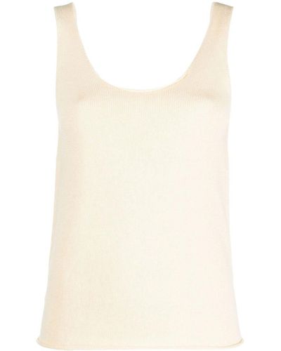Aspesi Scoop Neck Knitted Vest Top - Natural