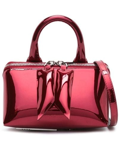 The Attico Friday laminated leather shoulder bag - Rosso