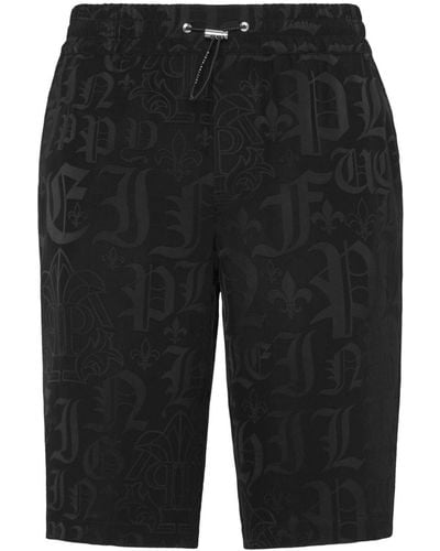 Philipp Plein Monogram-jacquard Bermuda Shorts - Black
